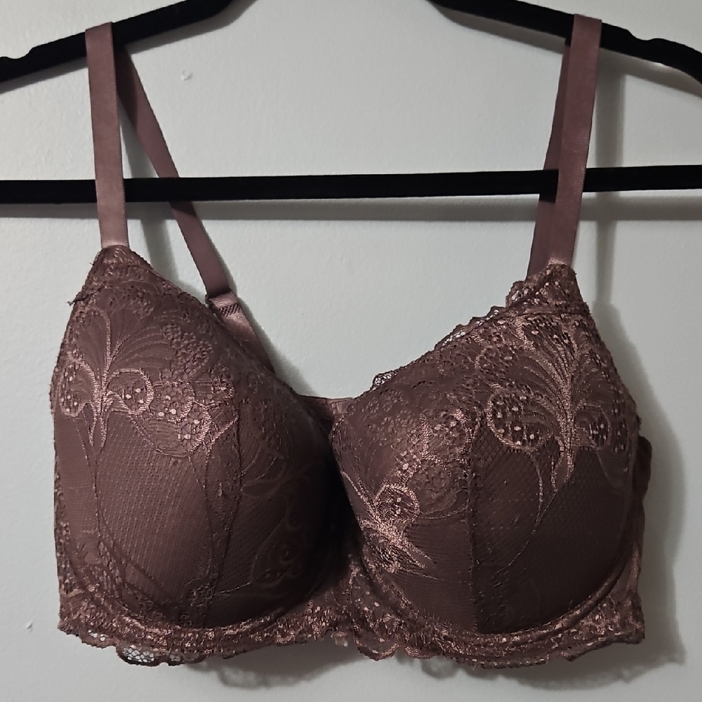 B.Luxe Elegant Lace Underwire Bra - Brown Size 38D